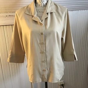 KAREN SCOTT BUTTON DOWN BEIGE SHIRT SIZE L